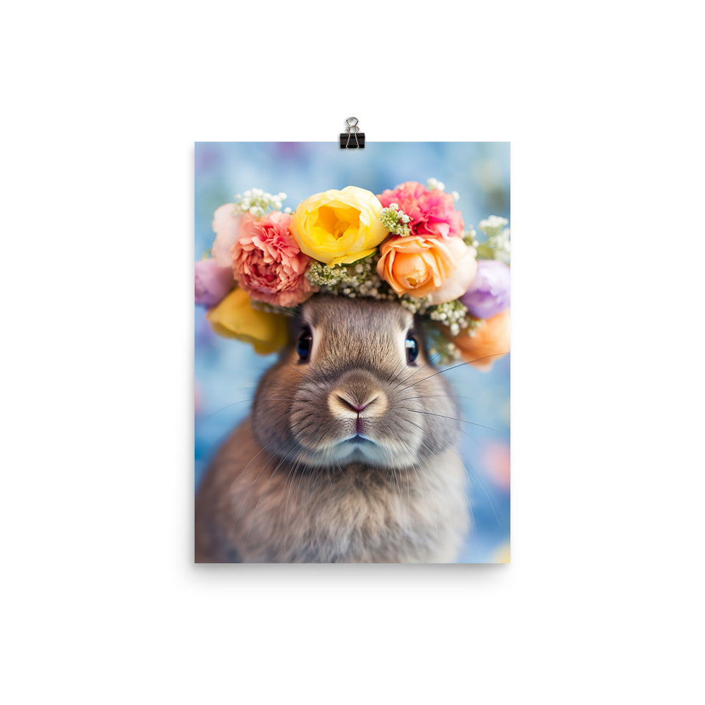 American Bunny with a Crown Photo paper poster - PosterfyAI.com