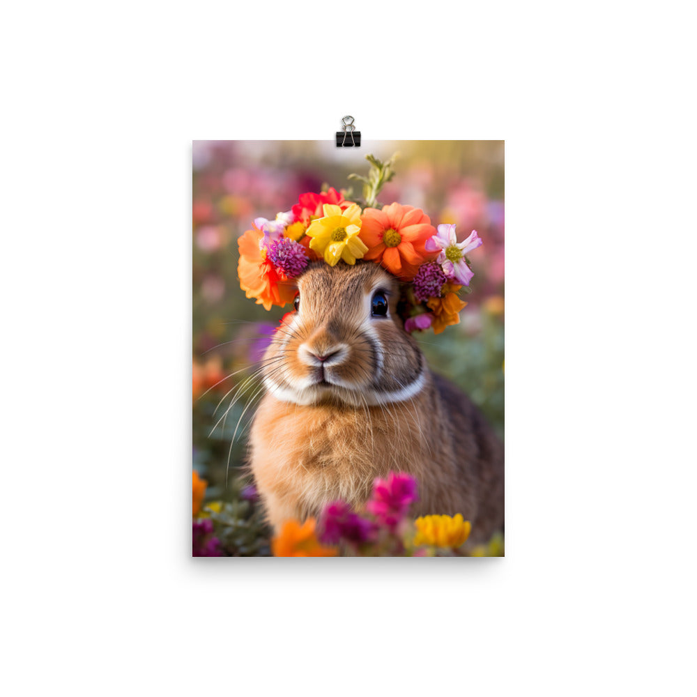 American Bunny with a Crown Photo paper poster - PosterfyAI.com