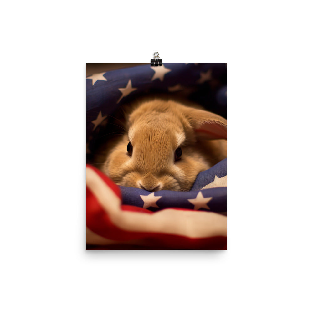 American Bunny Nestled in a Soft Blanket Photo paper poster - PosterfyAI.com