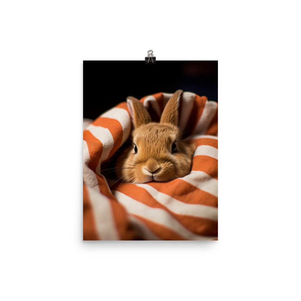 American Bunny Nestled in a Soft Blanket Photo paper poster - PosterfyAI.com