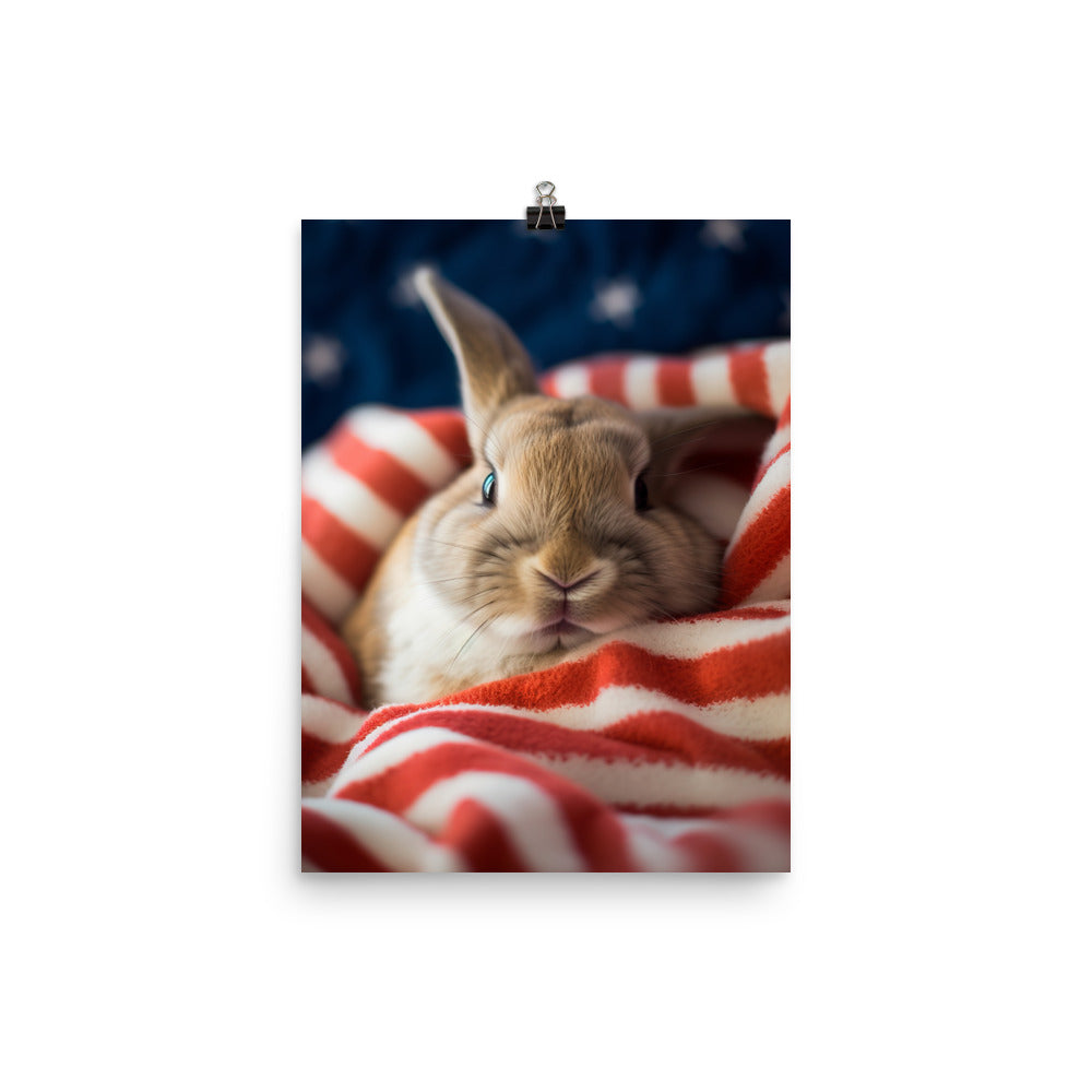 American Bunny Nestled in a Soft Blanket Photo paper poster - PosterfyAI.com