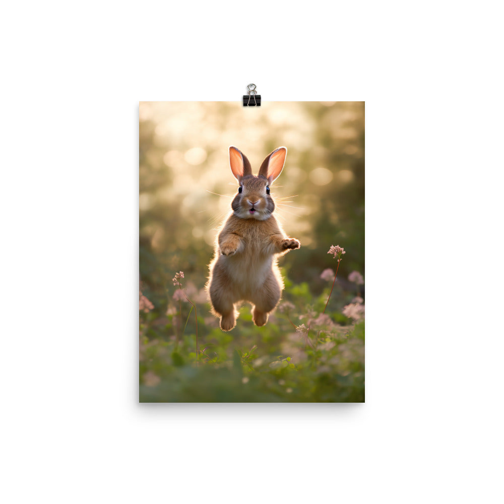 American Bunny Enjoying a Playful Hop Photo paper poster - PosterfyAI.com