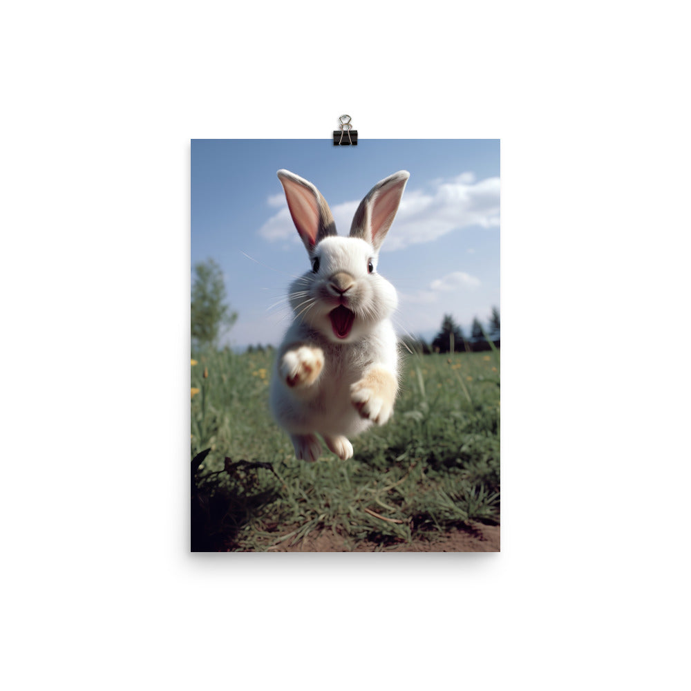American Bunny Enjoying a Playful Hop Photo paper poster - PosterfyAI.com