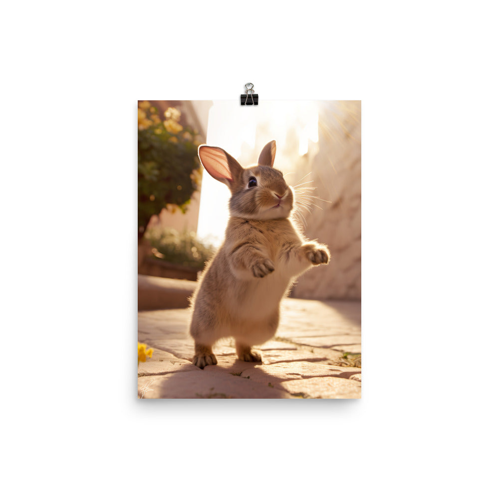 American Bunny Enjoying a Playful Hop Photo paper poster - PosterfyAI.com
