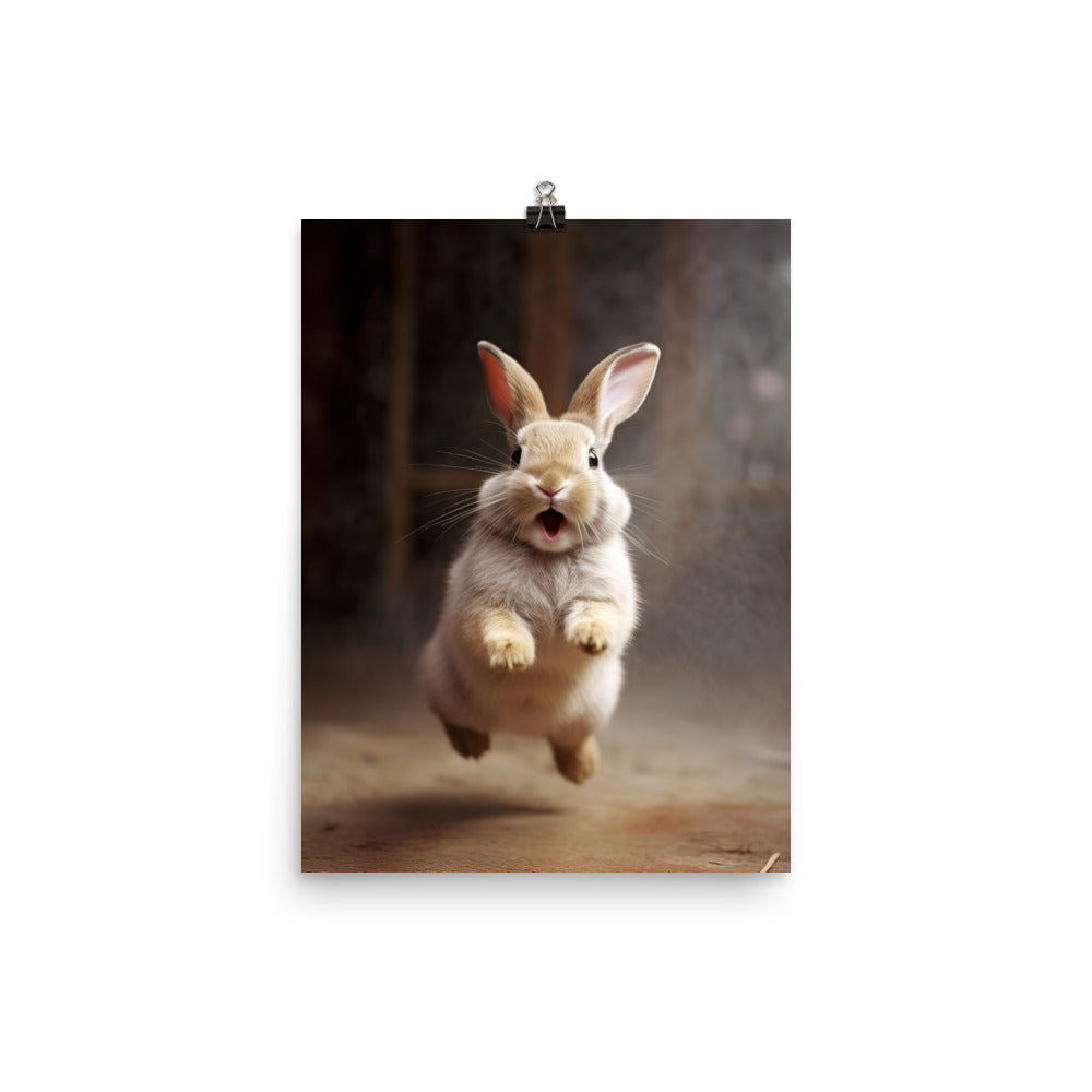 American Bunny Enjoying a Playful Hop Photo paper poster - PosterfyAI.com