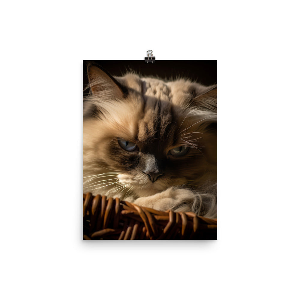 Luxurious Fur of Himalayan Cat Photo paper poster - PosterfyAI.com