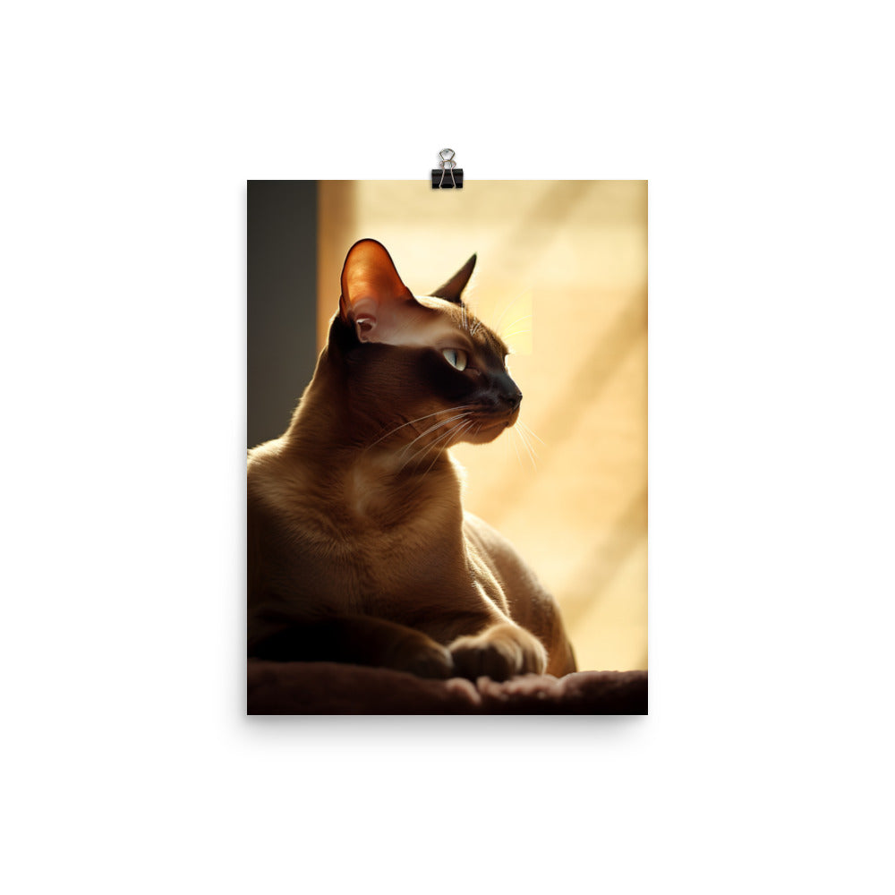 Tranquil Moments of Burmese Cat Photo paper poster - PosterfyAI.com