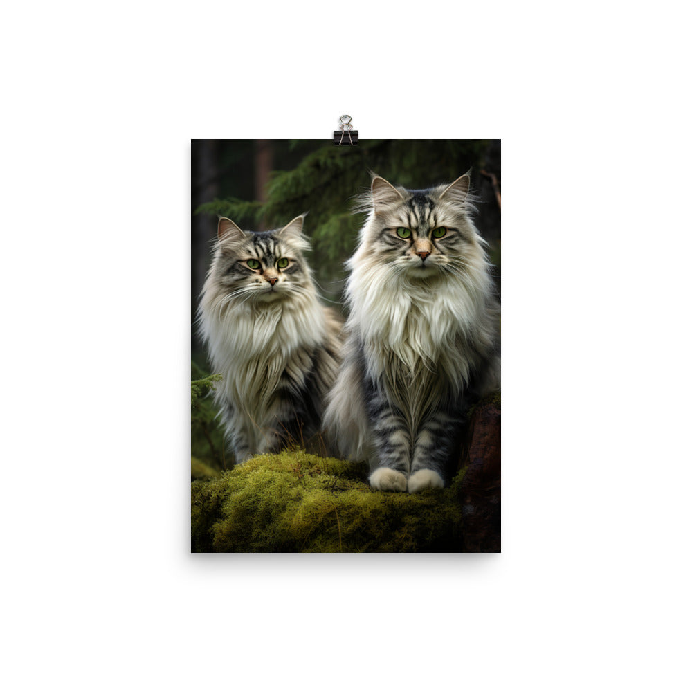Norwegian Forest Cat Photo paper poster - PosterfyAI.com