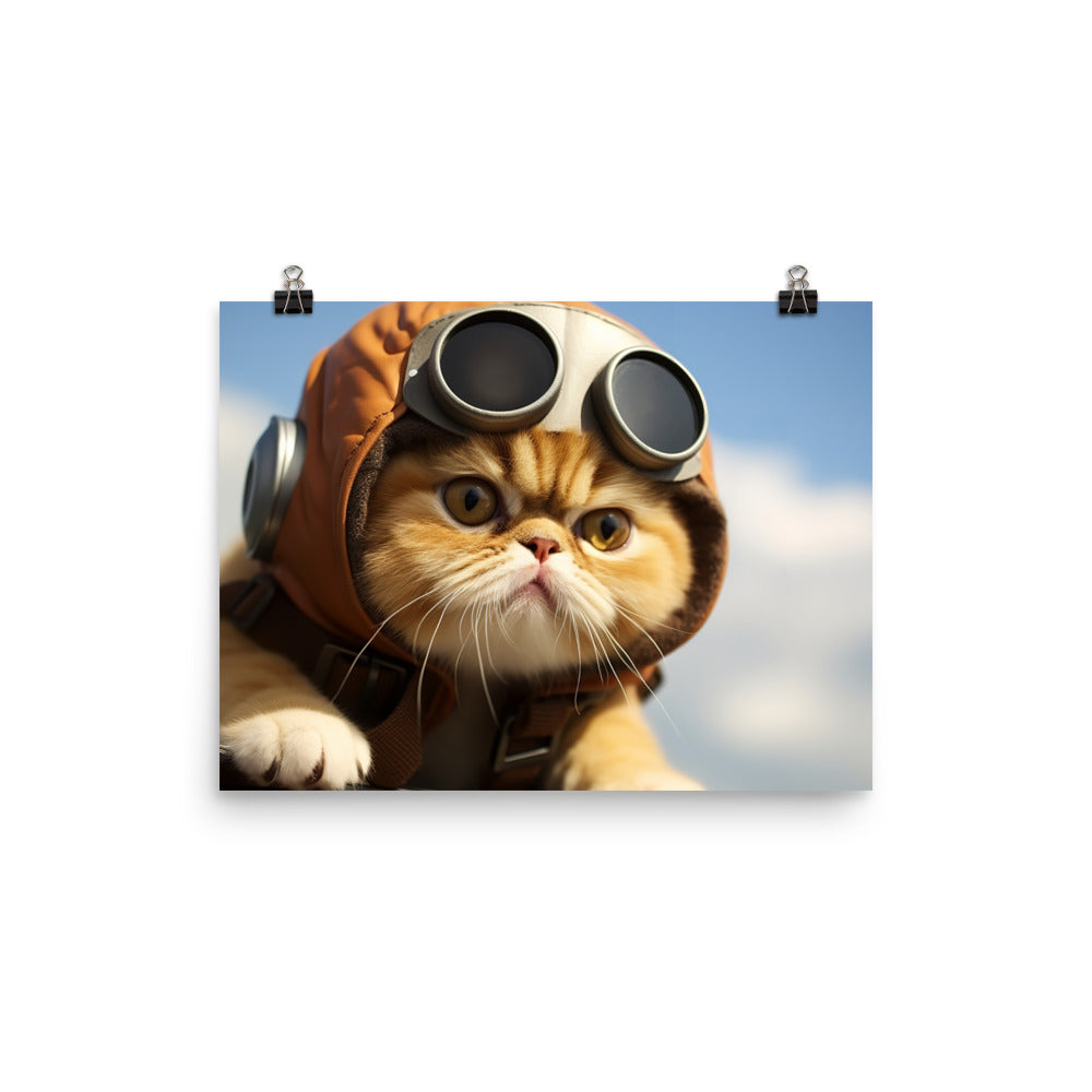 Exotic Shorthair Pilot Photo paper poster - PosterfyAI.com