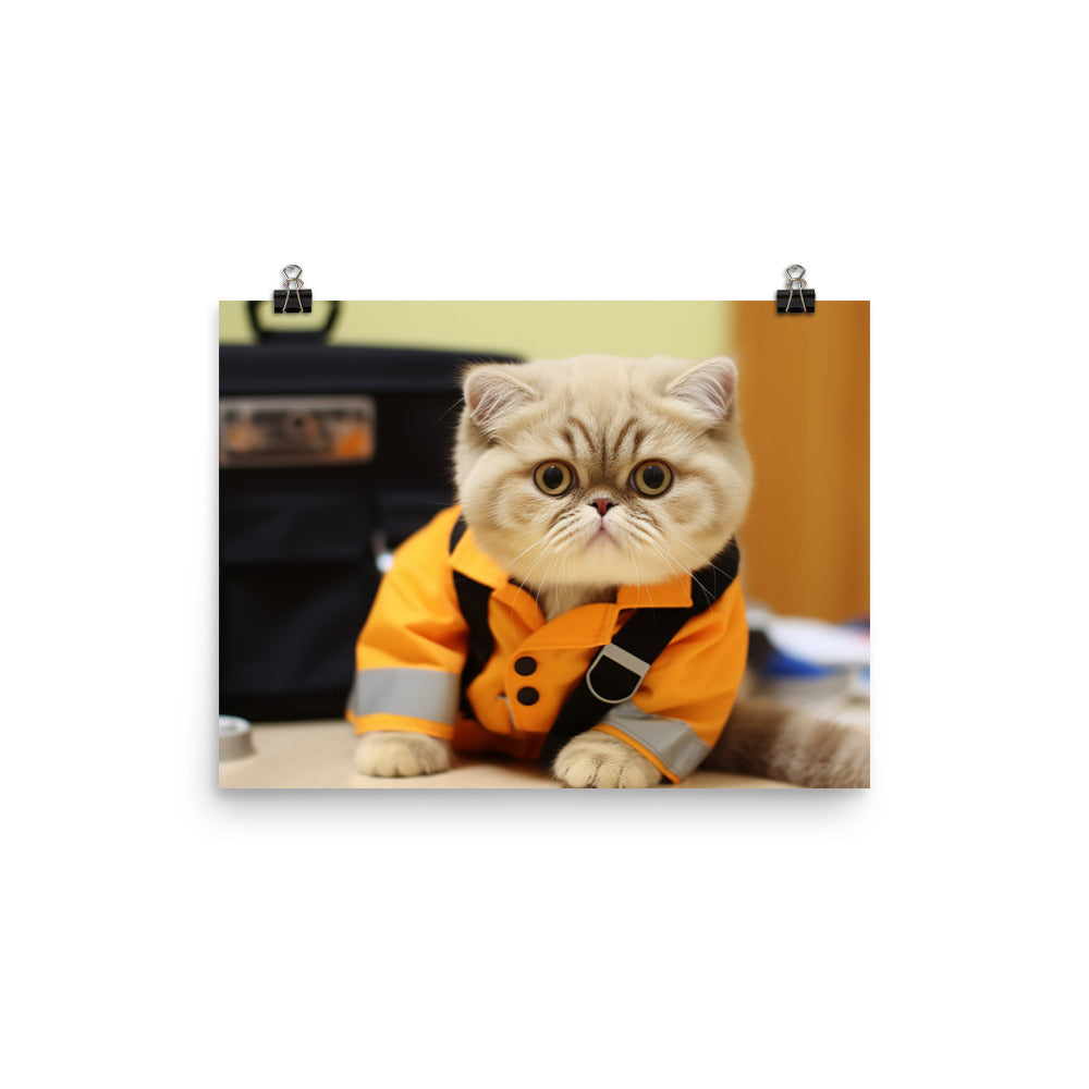 Exotic Shorthair Paramedic Photo paper poster - PosterfyAI.com