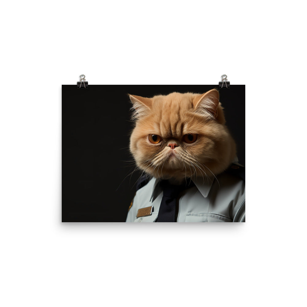 Exotic Shorthair Security Officer Photo paper poster - PosterfyAI.com