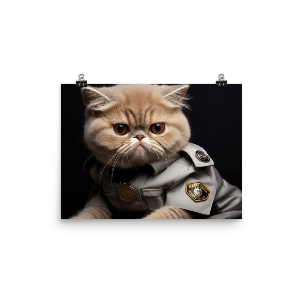 Exotic Shorthair Security Officer Photo paper poster - PosterfyAI.com