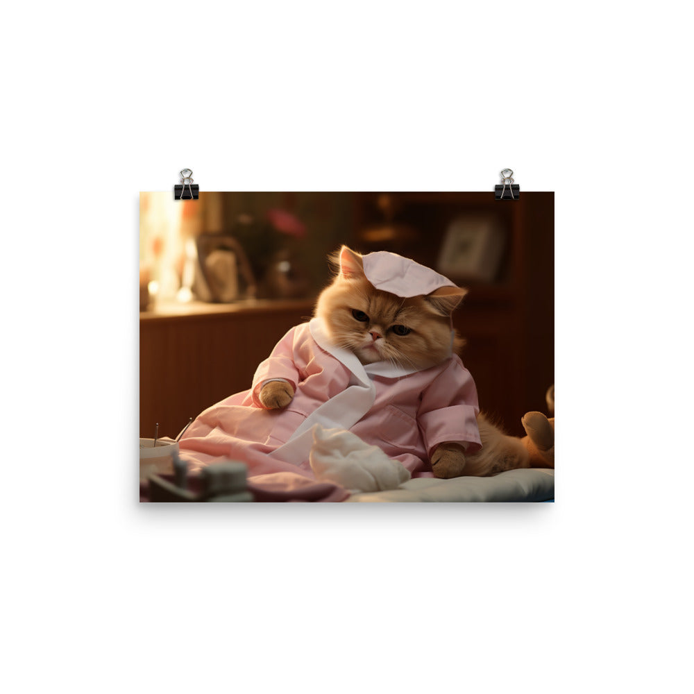 Exotic Shorthair Nurse Photo paper poster - PosterfyAI.com