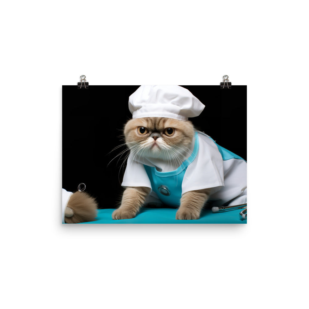 Exotic Shorthair Nurse Photo paper poster - PosterfyAI.com