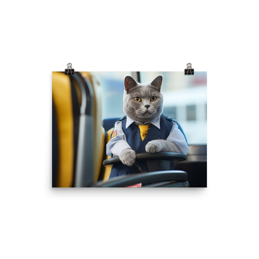 British Shorthair Transit Operator Photo paper poster - PosterfyAI.com