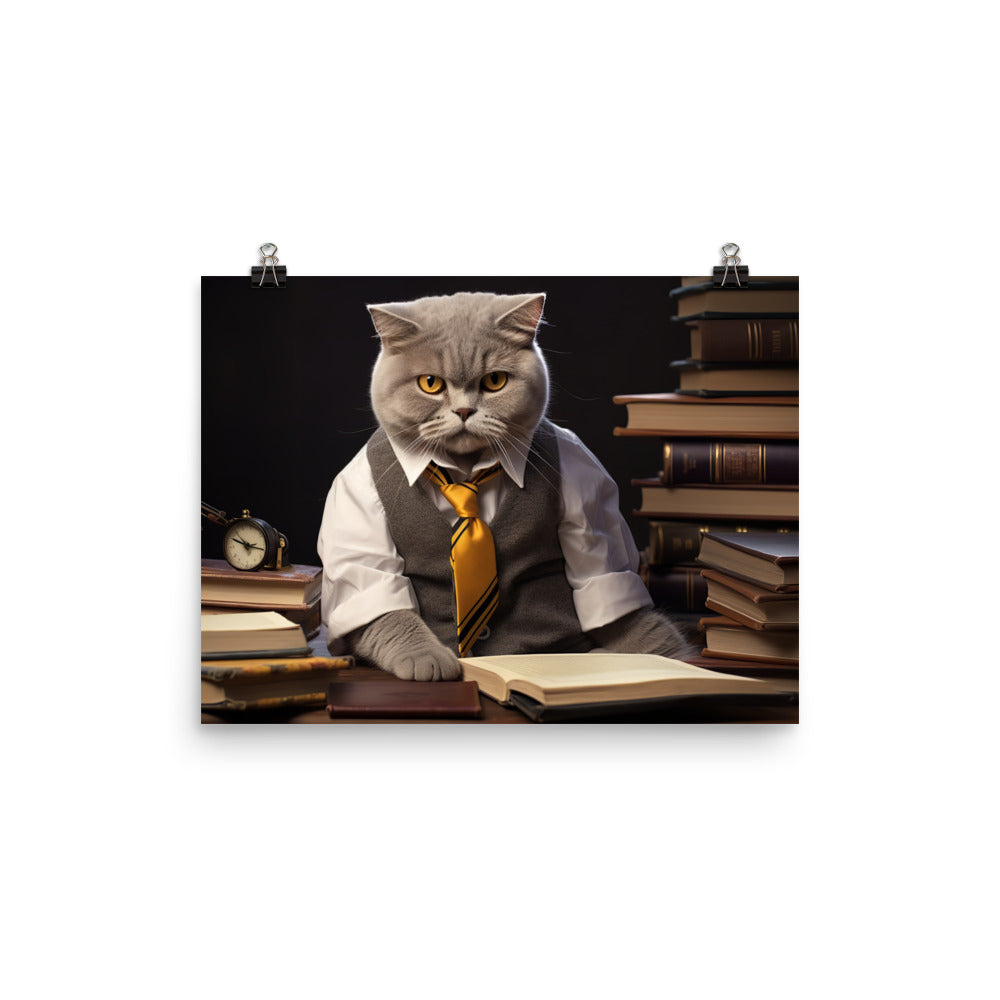 British Shorthair Student Photo paper poster - PosterfyAI.com