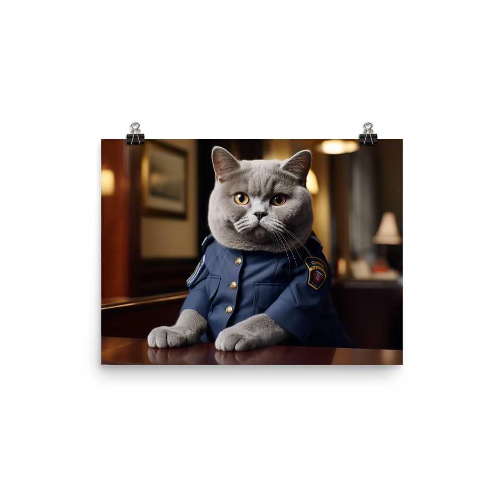 British Shorthair Security Officer Photo paper poster - PosterfyAI.com