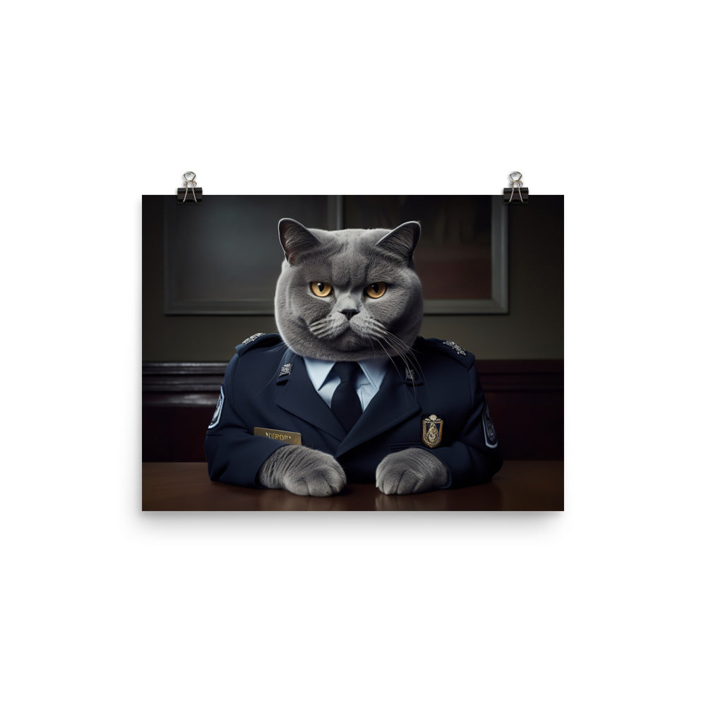 British Shorthair Security Officer Photo paper poster - PosterfyAI.com