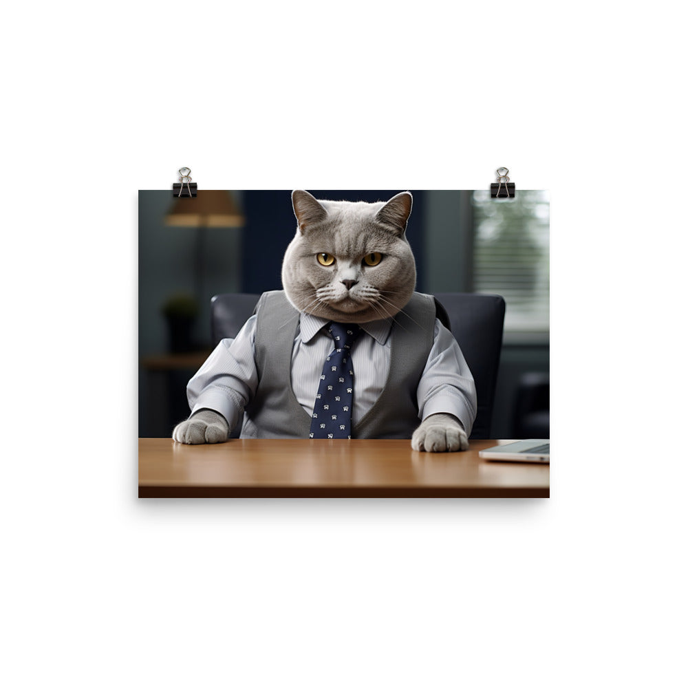 British Shorthair Sales Consultant Photo paper poster - PosterfyAI.com