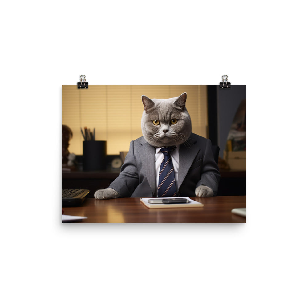 British Shorthair Sales Consultant Photo paper poster - PosterfyAI.com