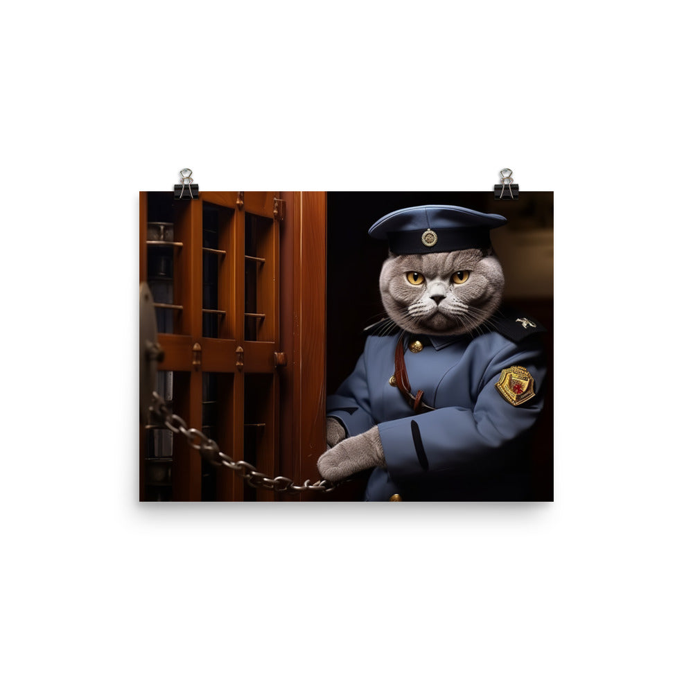 British Shorthair Prison Officer Photo paper poster - PosterfyAI.com