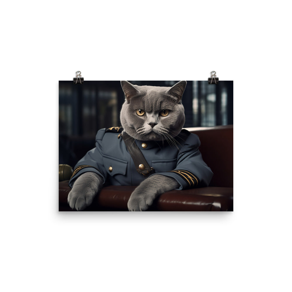 British Shorthair Prison Officer Photo paper poster - PosterfyAI.com