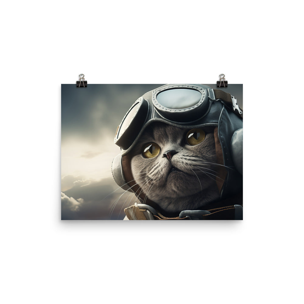 British Shorthair Pilot Photo paper poster - PosterfyAI.com