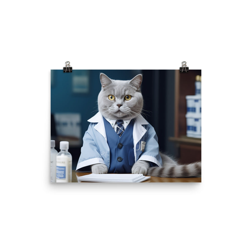 British Shorthair Pharmacist Photo paper poster - PosterfyAI.com