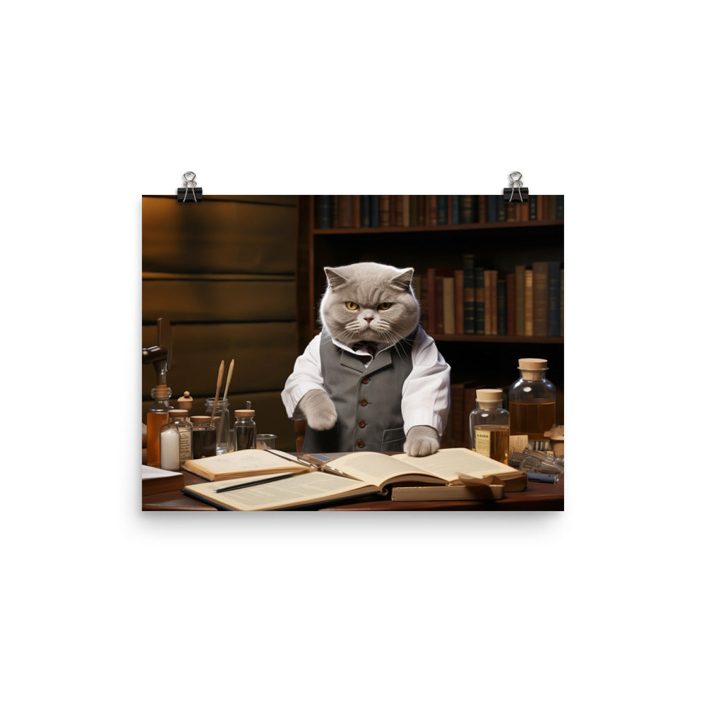 British Shorthair Pharmacist Photo paper poster - PosterfyAI.com
