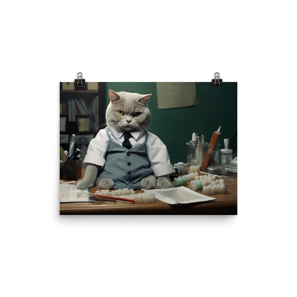 British Shorthair Pharmacist Photo paper poster - PosterfyAI.com