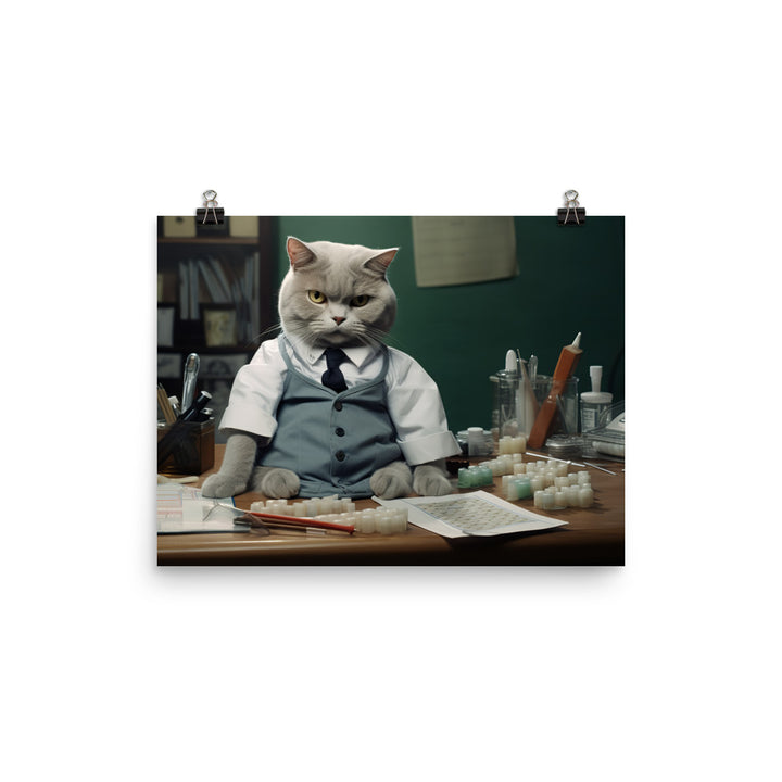 British Shorthair Pharmacist Photo paper poster - PosterfyAI.com