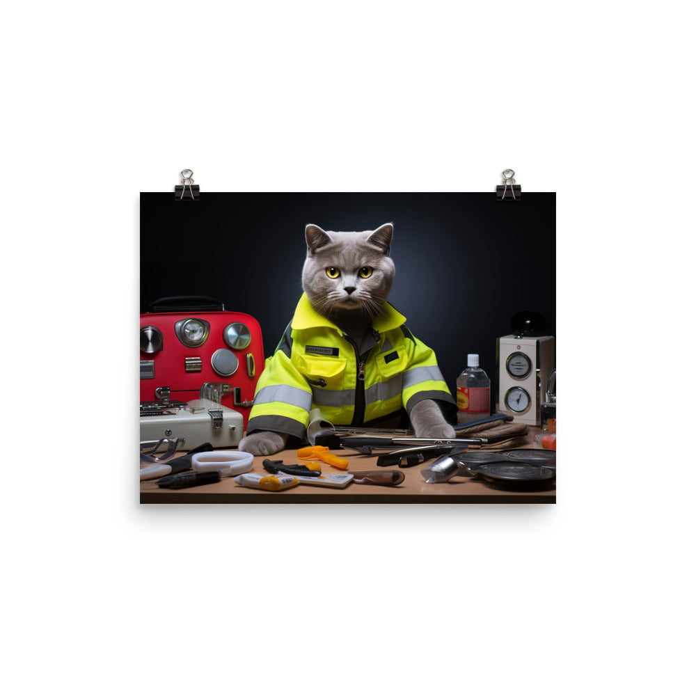 British Shorthair Paramedic Photo paper poster - PosterfyAI.com