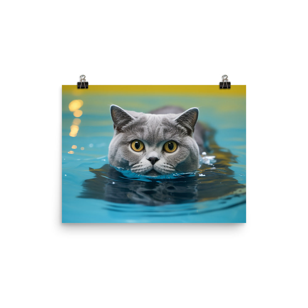 British Shorthair Lifeguard Photo paper poster - PosterfyAI.com