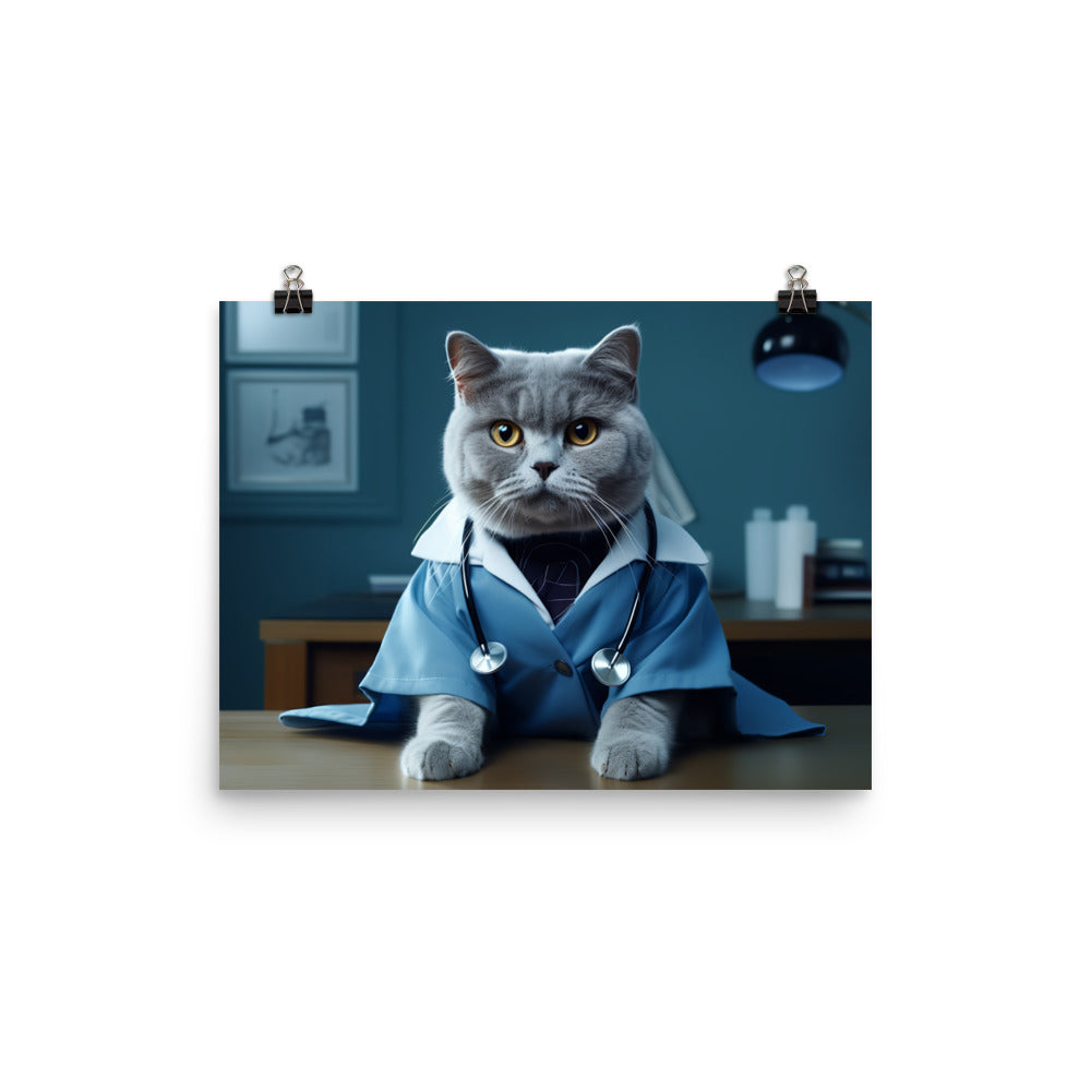 British Shorthair Doctor Photo paper poster - PosterfyAI.com