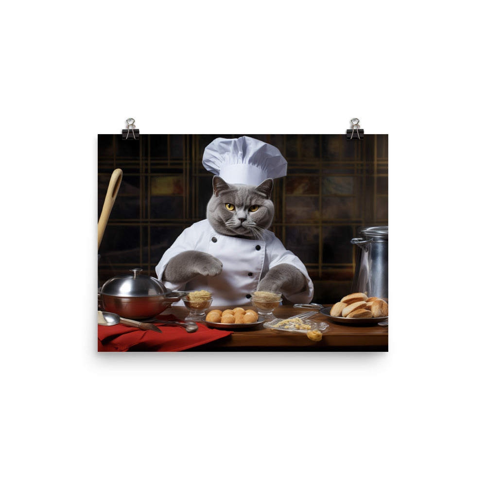 British Shorthair Chef Photo paper poster - PosterfyAI.com
