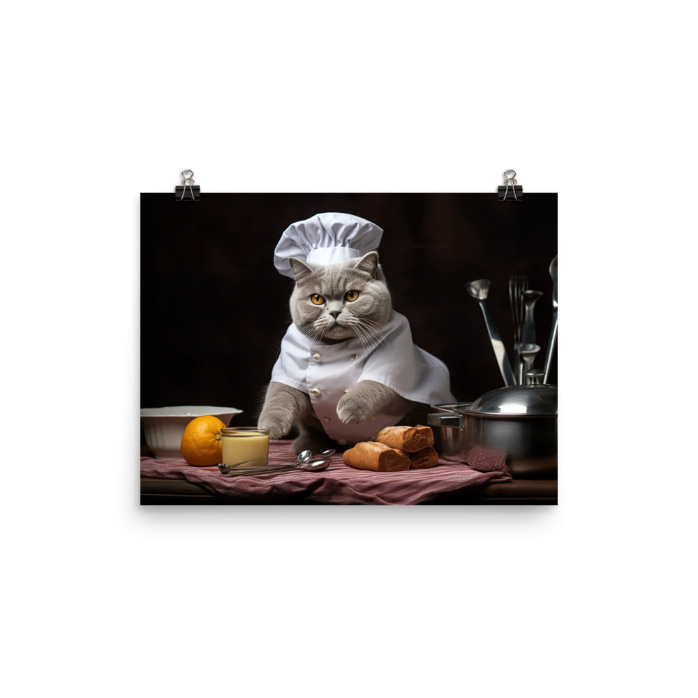 British Shorthair Chef Photo paper poster - PosterfyAI.com