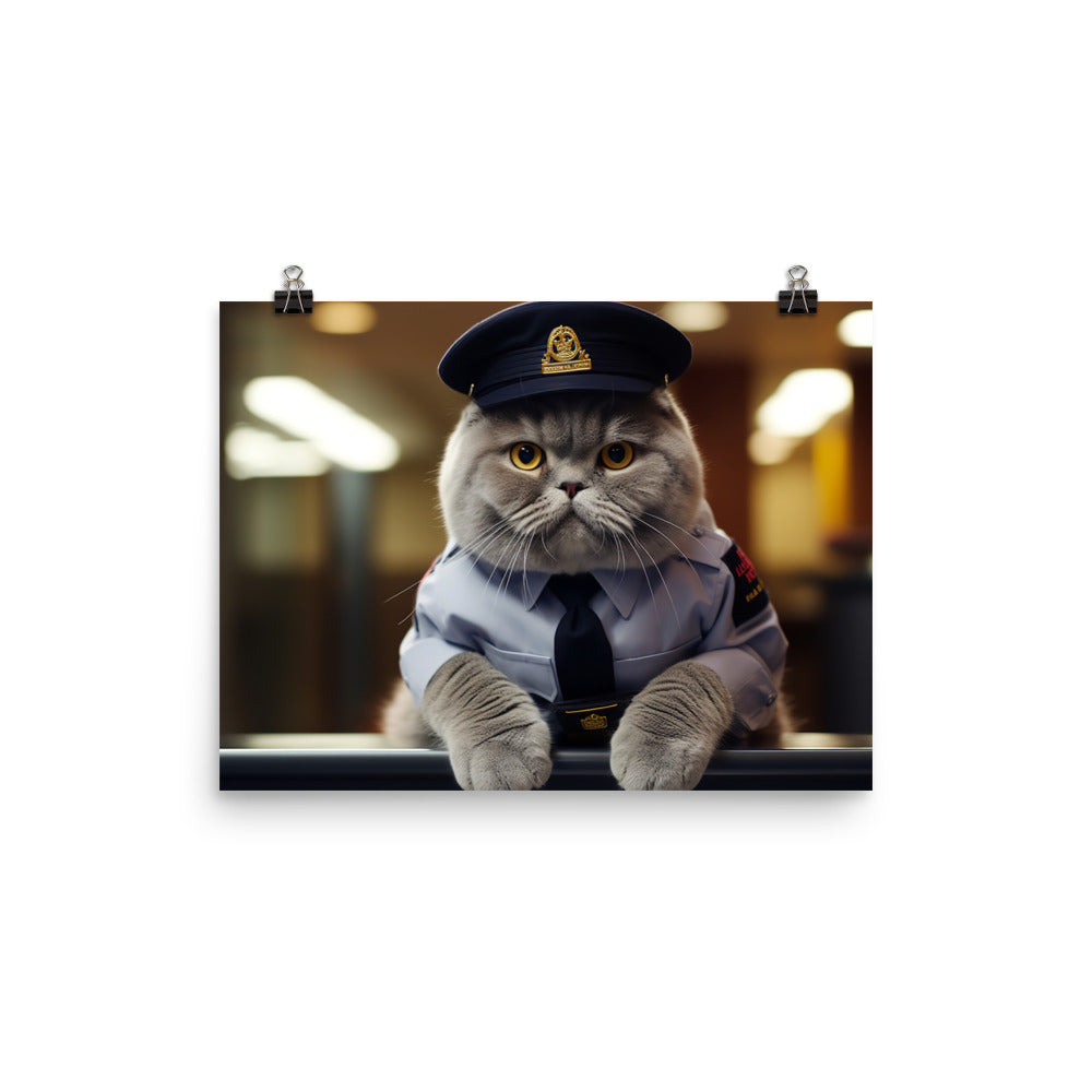 Scottish Fold Security Officer Photo paper poster - PosterfyAI.com