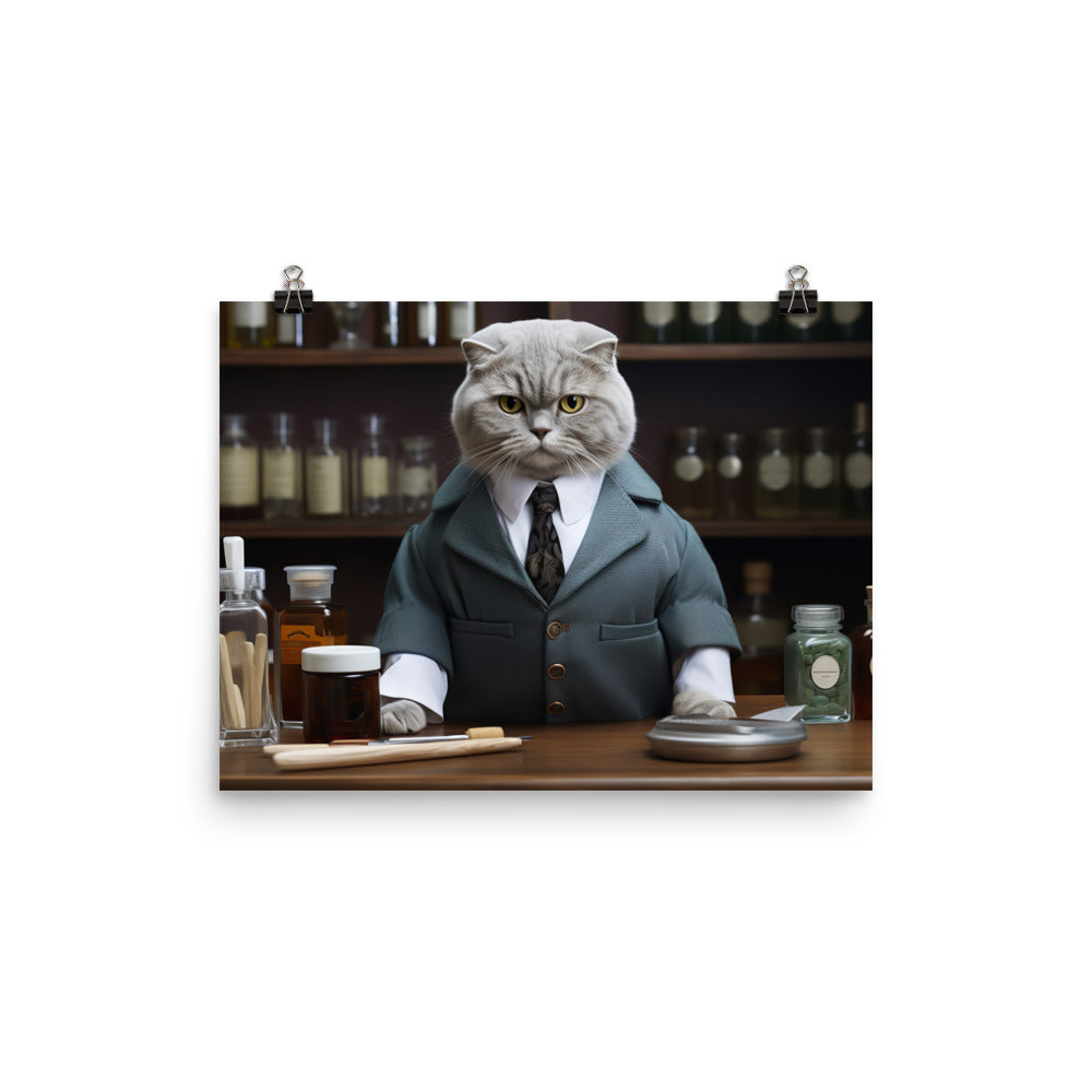 Scottish Fold Pharmacist Photo paper poster - PosterfyAI.com