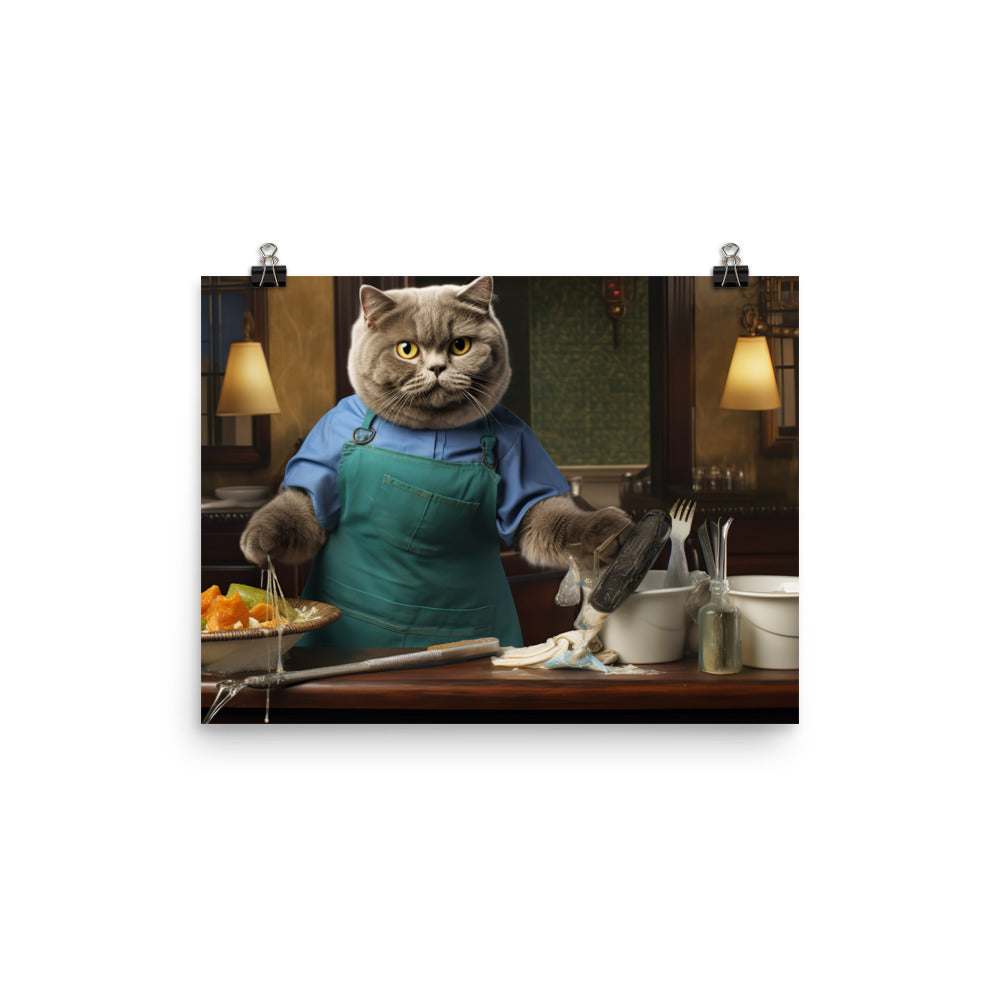 Scottish Fold Janitor Photo paper poster - PosterfyAI.com