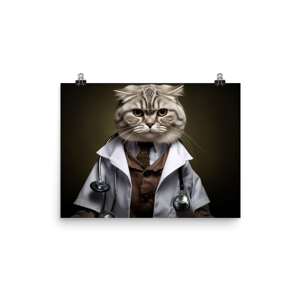 Scottish Fold Doctor Photo paper poster - PosterfyAI.com