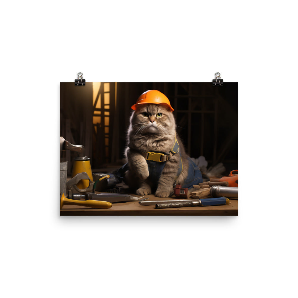 Scottish Fold Contractor Photo paper poster - PosterfyAI.com