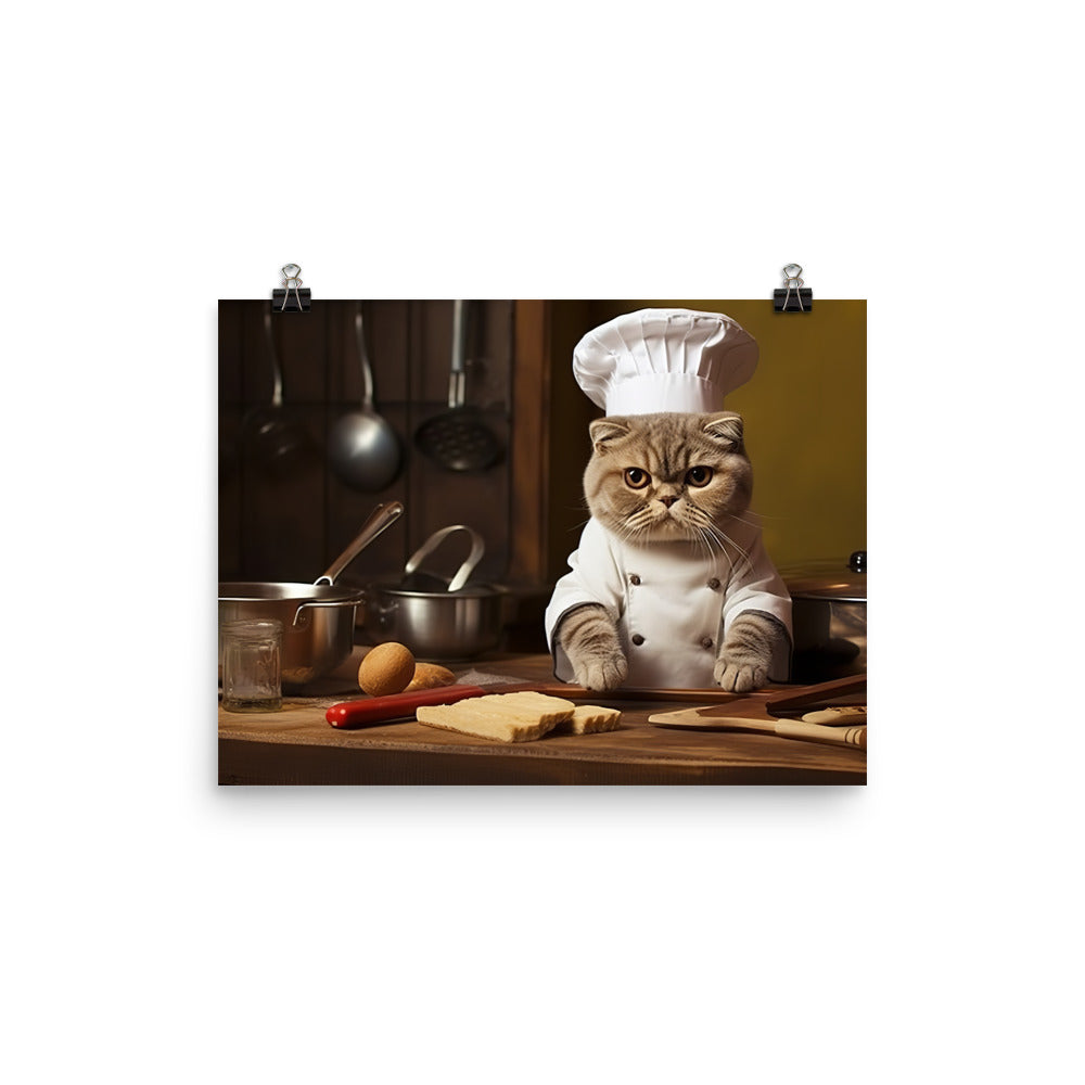 Scottish Fold Chef Photo paper poster - PosterfyAI.com
