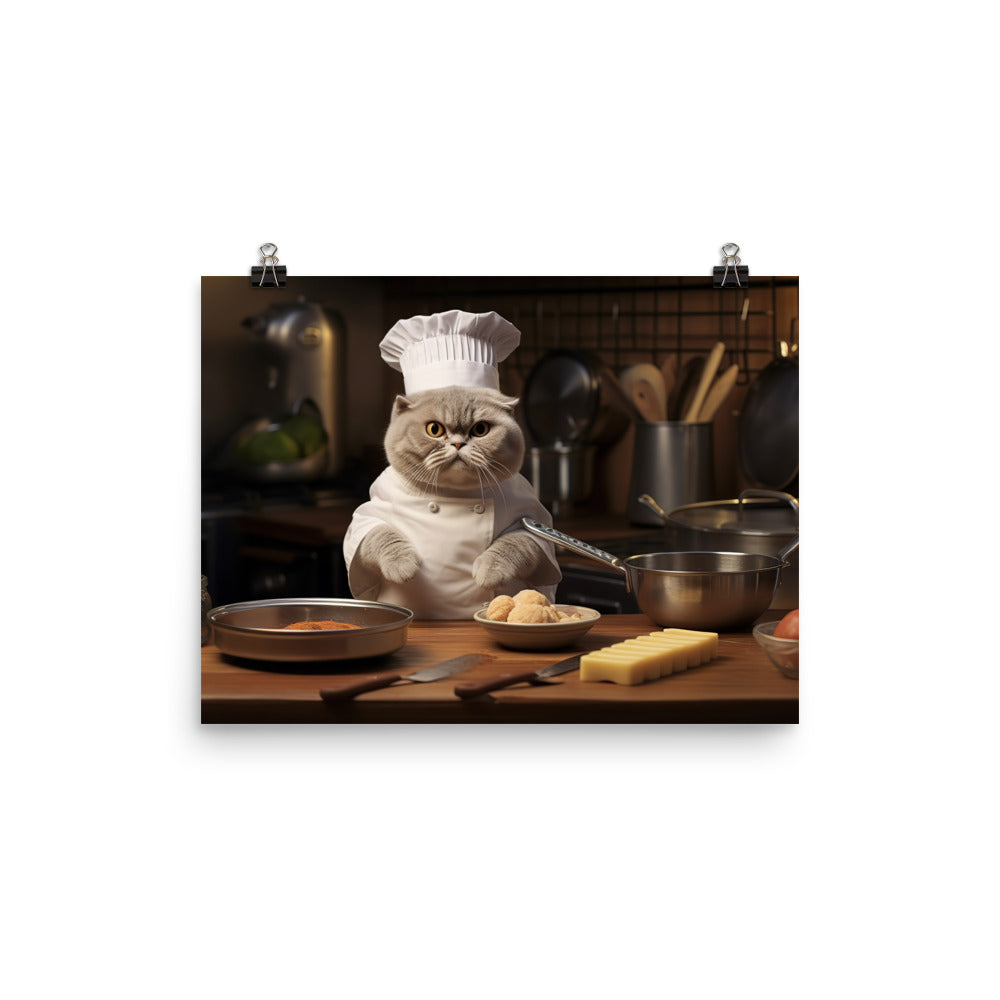 Scottish Fold Chef Photo paper poster - PosterfyAI.com