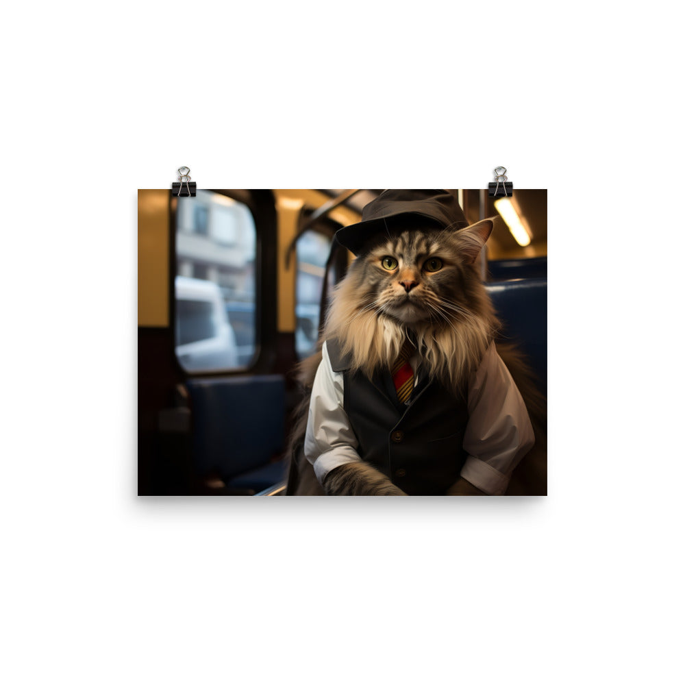 Maine Coon Transit Operator Photo paper poster - PosterfyAI.com