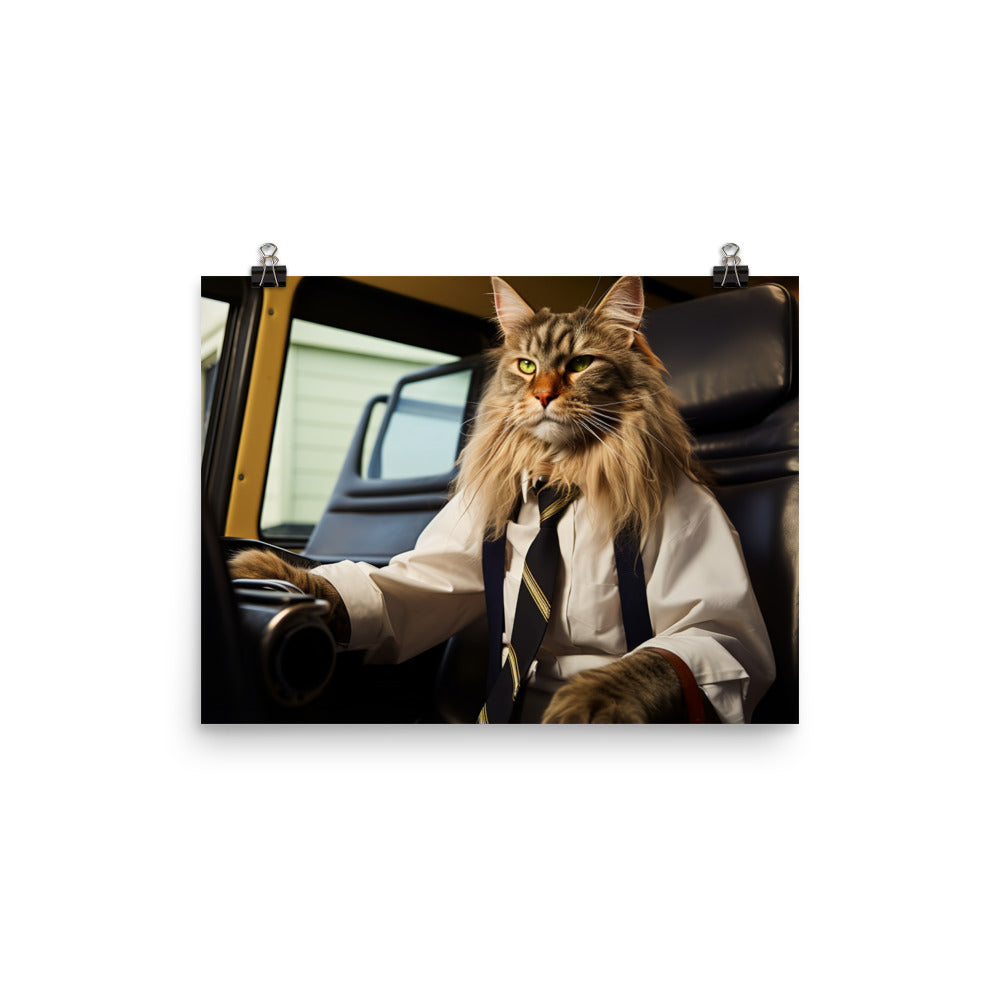 Maine Coon Transit Operator Photo paper poster - PosterfyAI.com