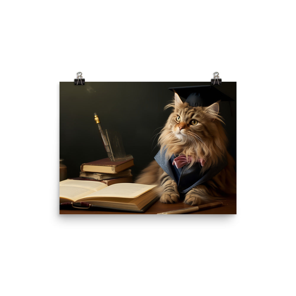 Maine Coon Student Photo paper poster - PosterfyAI.com