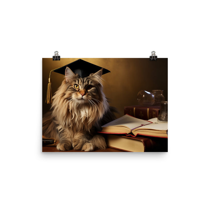 Maine Coon Student Photo paper poster - PosterfyAI.com