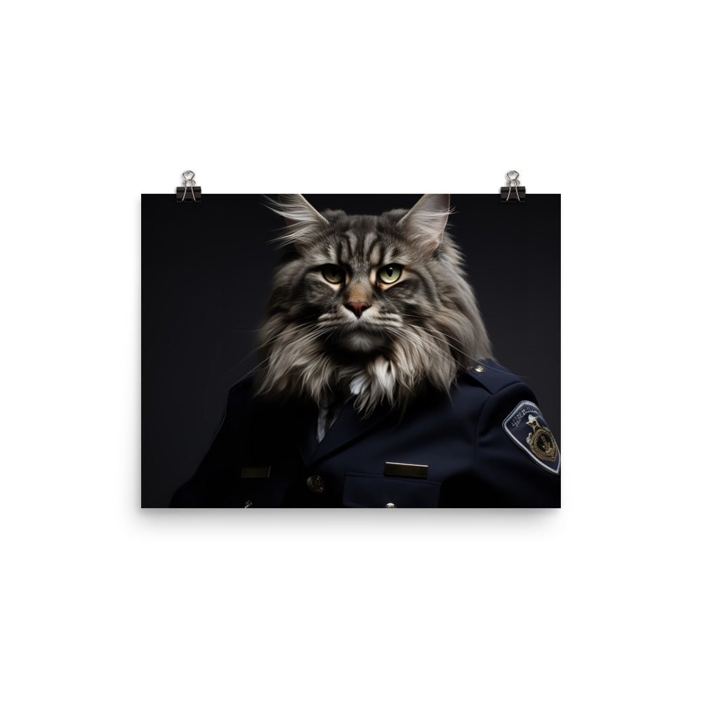 Maine Coon Security Officer Photo paper poster - PosterfyAI.com