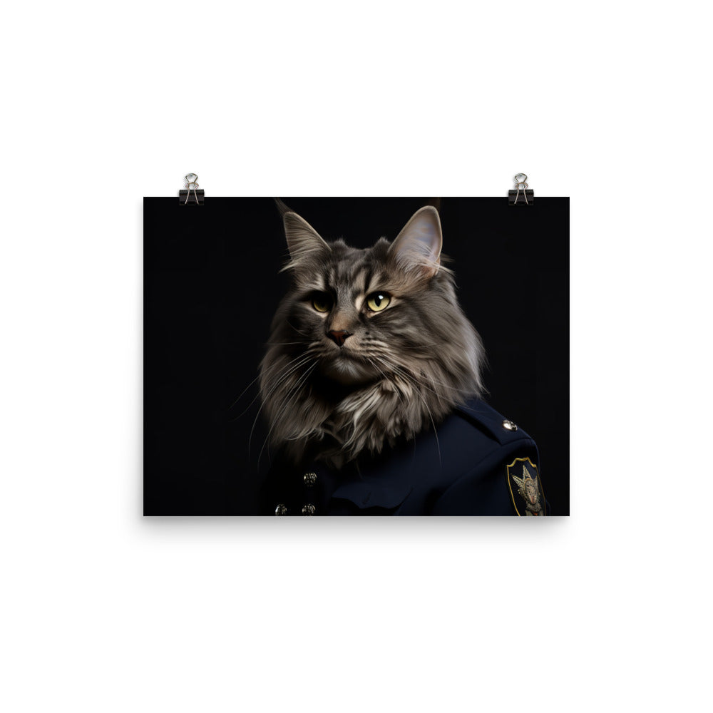 Maine Coon Security Officer Photo paper poster - PosterfyAI.com