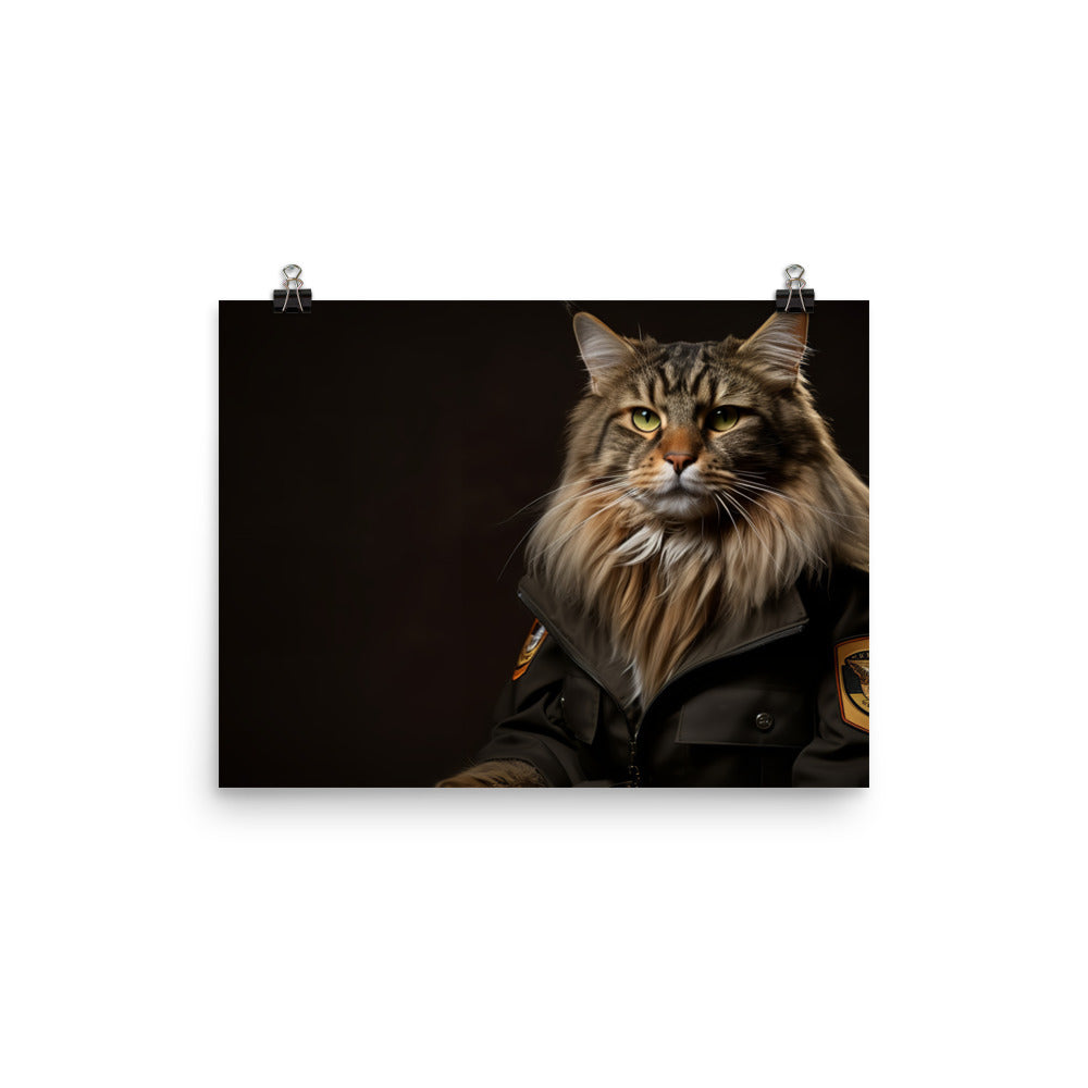 Maine Coon Security Officer Photo paper poster - PosterfyAI.com